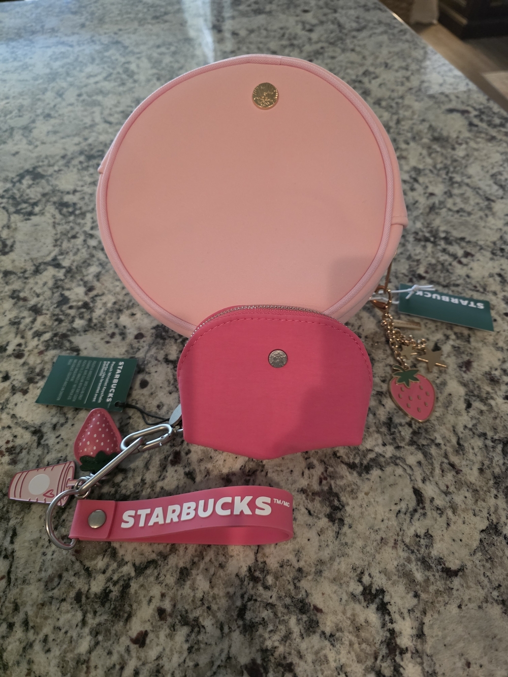 Starbucks Pink Strawberry Coin Pouch & Keychain Set